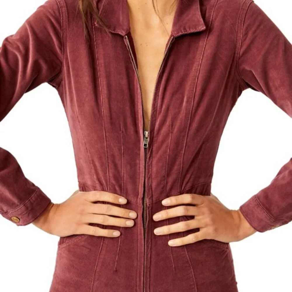 NEW FREE PEOPLE We The Free Cordovan Jayde Cord Flare Jumpsuit